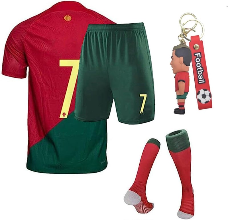 HOMPAY Football Jersey, Soccer Jersey, Sports Fans Outdoor T-Shirt Boys Kids Youth Jersey Shirt Socks Soccer Shirt Gift Kit Set - Image 1